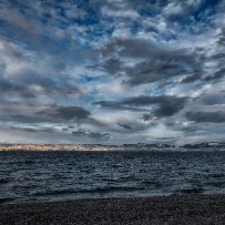 Plage des Mouette - lors du givre de janvier 2017 - Évian-les-Bains - Haute-Savoie - France Plage des Mouette - lors du givre de janvier 2017 - Évian-les-Bains - Haute-Savoie - France